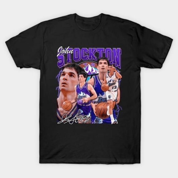 John Stockton Basketball LegendBootleg T shirt retro vintage vtg - Picture 1 of 2